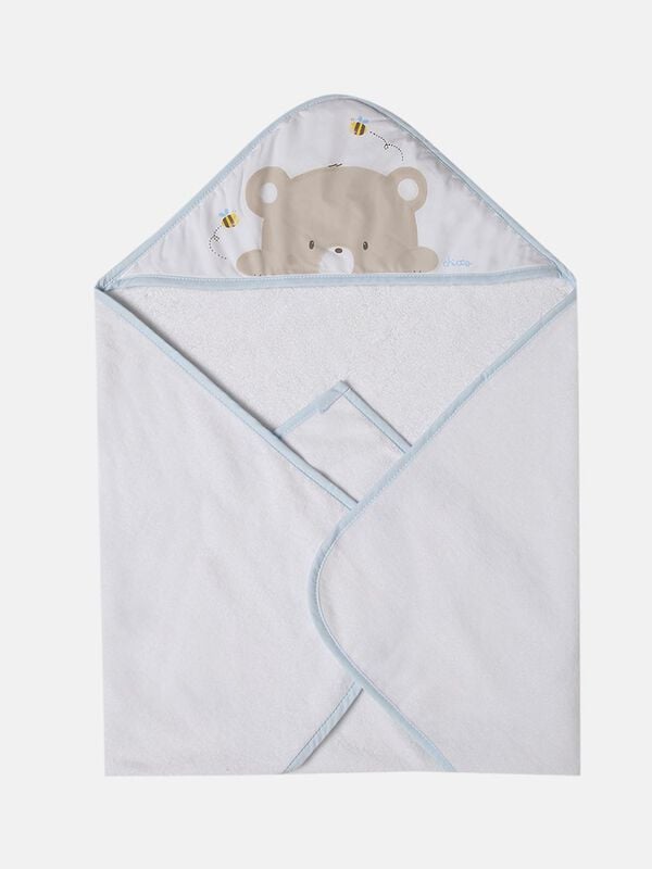 White and Blue Terry Towel With Hood image number 2